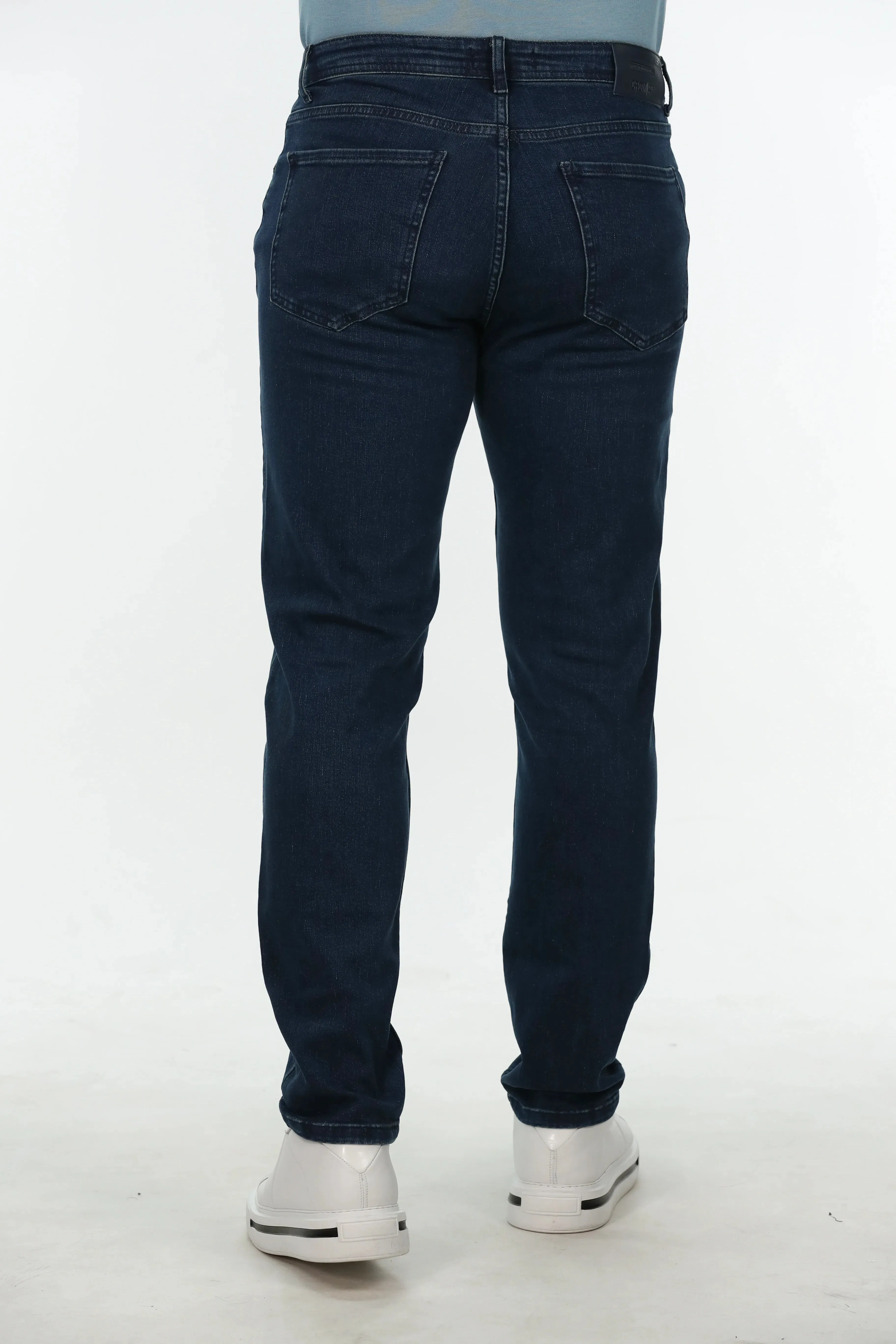 High Waist Dark Blue Denim Jeans