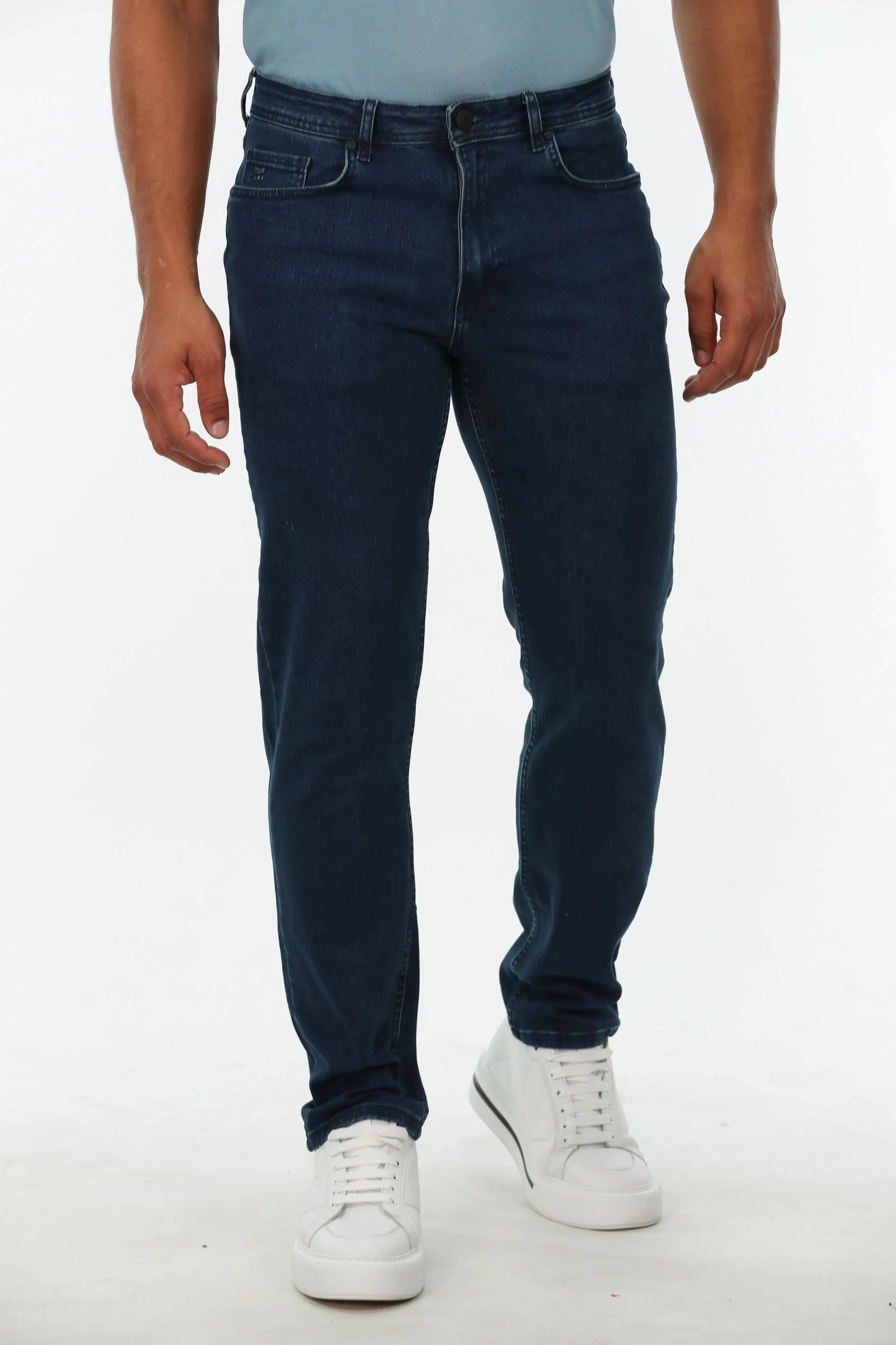 High Waist Dark Blue Denim Jeans
